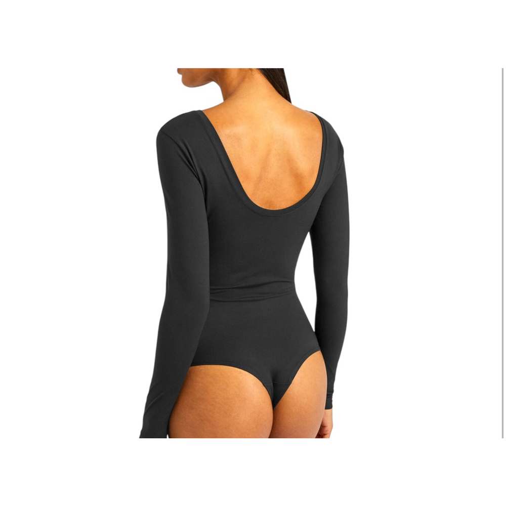 Spanx Scoop Neck Low Back Bodysuit Size 3X Black Long Sleeve New w Tag